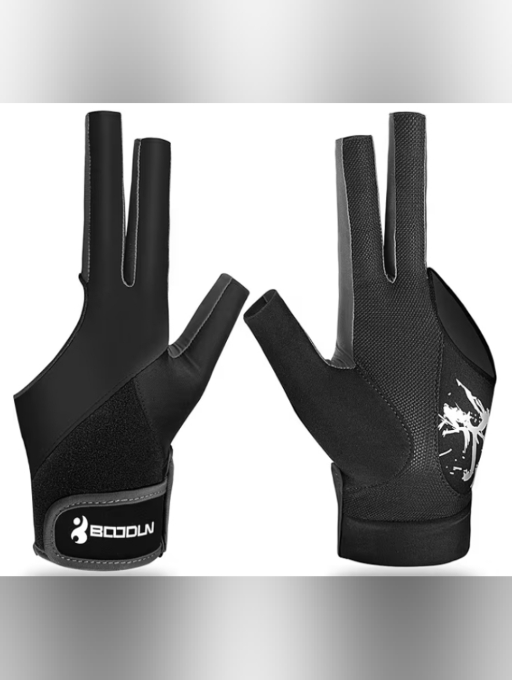Pool Glove Left Hand Billiards Size L, Black And Gray Three Finger